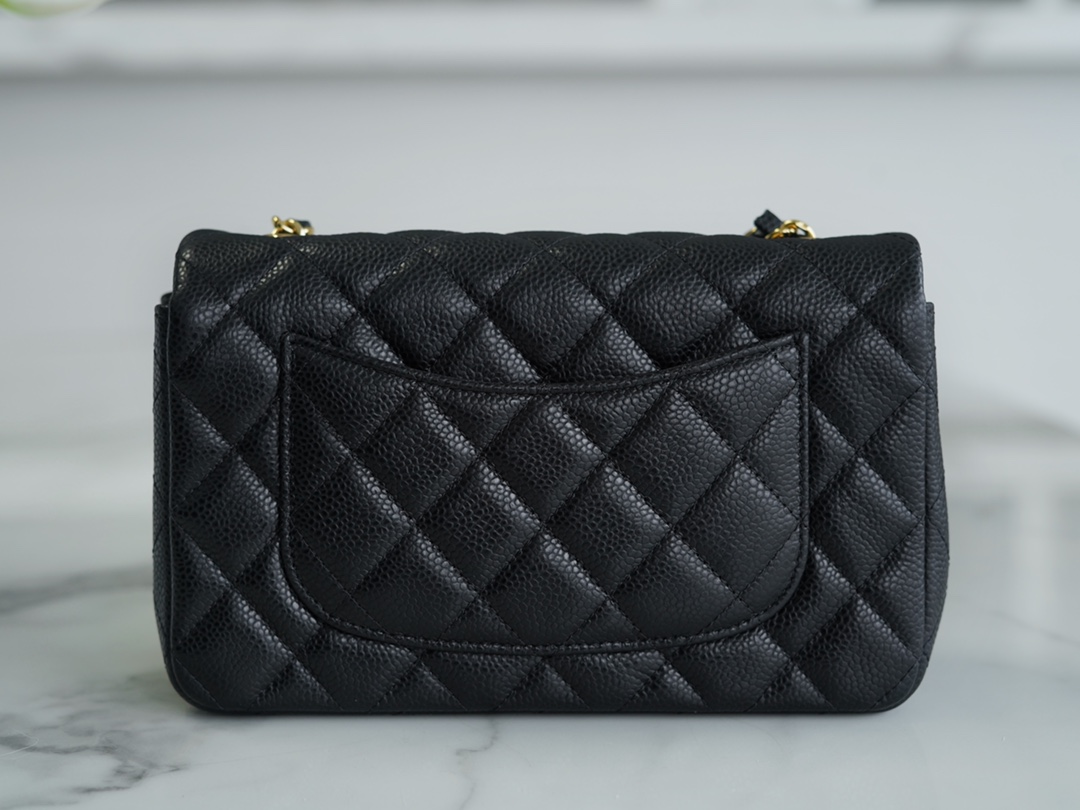 CF Mini Classic Flap Lizard-Print Calfskin Black and Gold  