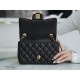 CF Mini Classic Flap Lizard-Print Calfskin Black and Gold  