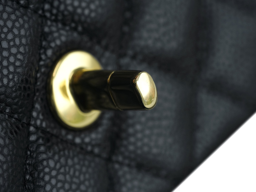 CF Mini Classic Flap Lizard-Print Calfskin Black and Gold  