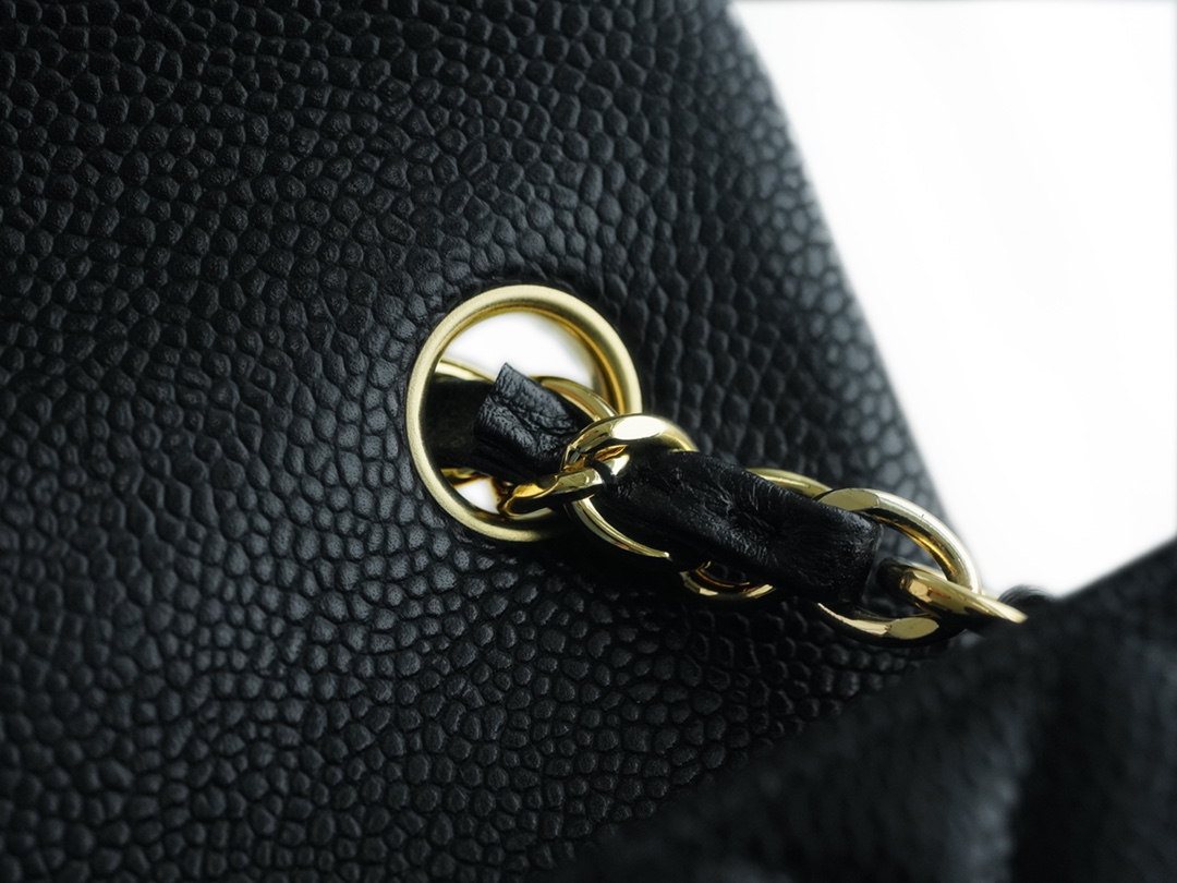 CF Mini Classic Flap Lizard-Print Calfskin Black and Gold  