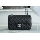 CF Mini Classic Flap Lizard-Print Calfskin Black and Silver  