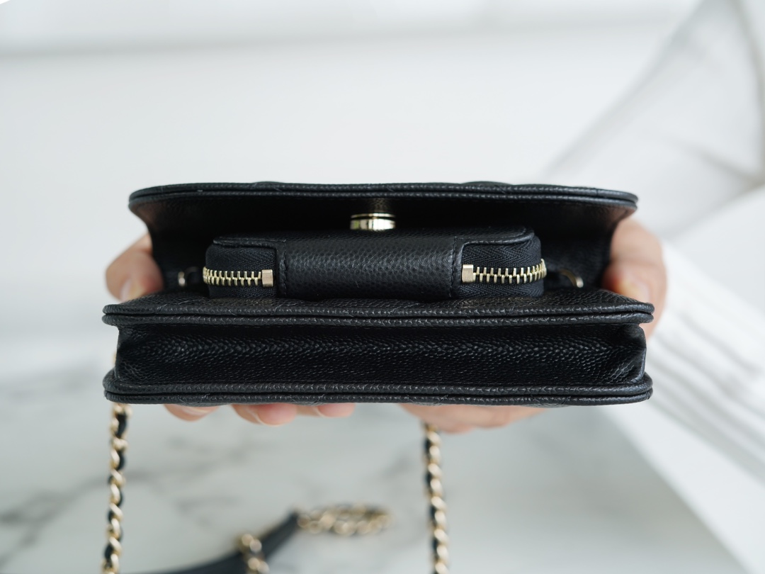 Chanel 22B Mini Postman Bag Black Caviar Calfskin  