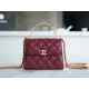 Chanel 22B Enamel Handle Chain Bag Medium Wine Red  