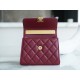 Chanel 22B Enamel Handle Chain Bag Medium Wine Red  