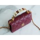 Chanel 22B Enamel Handle Chain Bag Medium Wine Red  