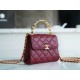 Chanel 22B Enamel Handle Chain Bag Medium Wine Red  