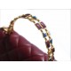 Chanel 22B Enamel Handle Chain Bag Medium Wine Red  