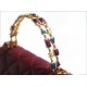 Chanel 22B Enamel Handle Chain Bag Medium Wine Red  