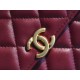 Chanel 22B Enamel Handle Chain Bag Medium Wine Red  