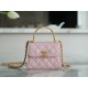 Chanel 22B Enamel Handle Chain Bag Small Pink  