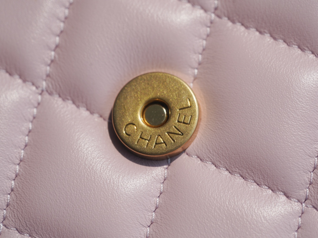 Chanel 22B Enamel Clasp Kelly Large Pink Lambskin  