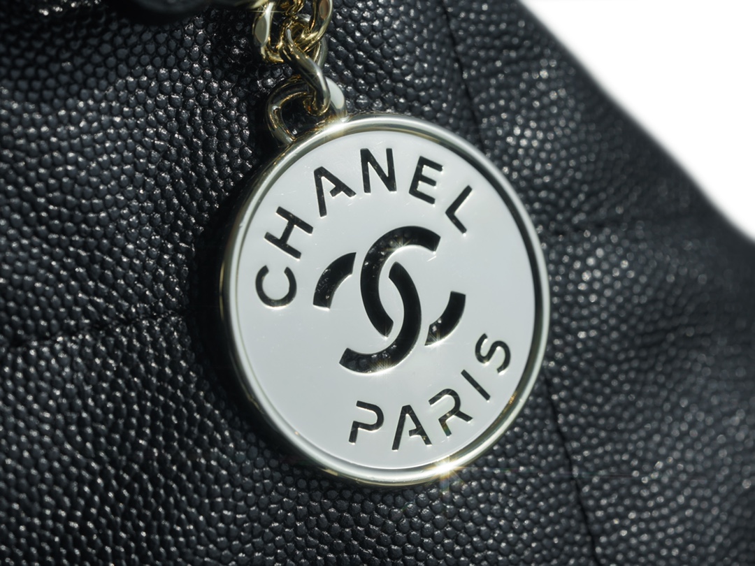 Chanel 22P 22 Bag Black and Gold Caviar Calfskin  