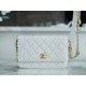 Chanel 22A Gold White Lizard-Print Calfskin with Vintage Gold Clasp  