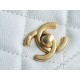 Chanel 22A Gold White Lizard-Print Calfskin with Vintage Gold Clasp  