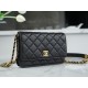 Chanel 22A Gold Black Lizard-Print Calfskin with Vintage Gold Clasp  