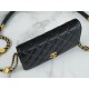 Chanel 22A Gold Black Lizard-Print Calfskin with Vintage Gold Clasp  