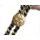 Chanel 22A Gold Black Lizard-Print Calfskin with Vintage Gold Clasp  