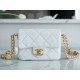 Chanel 22A Gold Flap Bag Square Lizard-Print Calfskin with Vintage Gold Clasp  