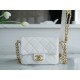 Chanel 22A Gold Flap Bag Square Lizard-Print Calfskin with Vintage Gold Clasp  