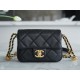 Chanel 22A Gold Flap Bag Square Lizard-Print Calfskin with Vintage Gold Clasp  