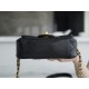 Chanel 22A Gold Flap Bag Square Lizard-Print Calfskin with Vintage Gold Clasp  