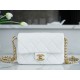 Chanel 22A Gold Flap Mini White Lizard-Print Calfskin with Vintage Gold Clasp  