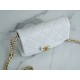 Chanel 22A Gold Flap Mini White Lizard-Print Calfskin with Vintage Gold Clasp  