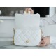 Chanel 22A Gold Flap Mini White Lizard-Print Calfskin with Vintage Gold Clasp  