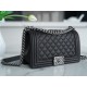 Chanel Leboy Large Quilted Black and Silver Medium Caviar Calfskin  