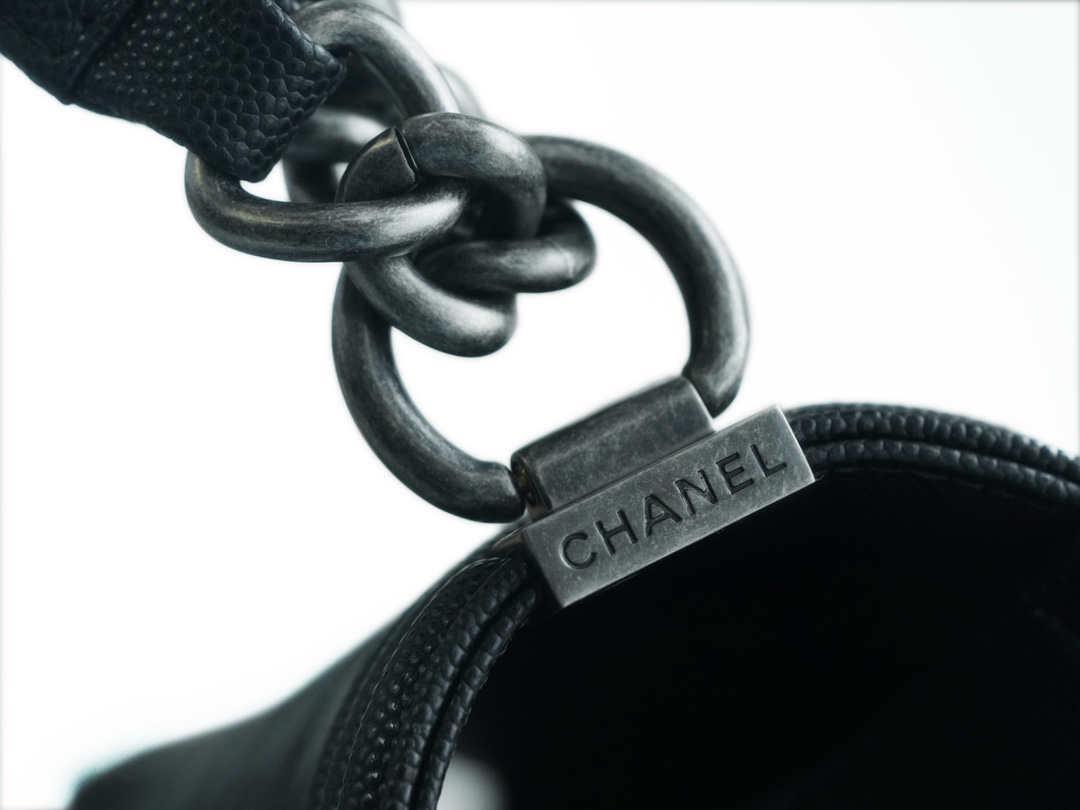 Chanel Leboy Large Quilted Black and Silver Medium Caviar Calfskin  