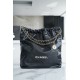 Chanel 22P 22 Bag Large Black with White Buckle Calfskin  