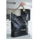 Chanel 22P 22 Bag Large Black with White Buckle Calfskin  