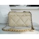 Chanel 19 BAG 22C Milk Tea Apricot Silver Accessories Small  