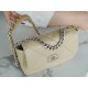 Chanel 19 BAG 22C Milk Tea Apricot Silver Accessories Small  