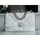 Chanel 19 BAG 22C Silver Accessories White Medium  