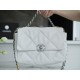 Chanel 19 BAG 22C Silver Accessories White Medium  