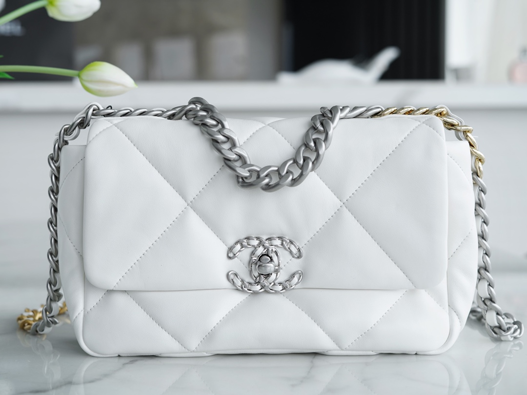 Chanel 19 BAG Silver Buckle Small  