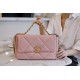 CHANEL 19 Bag Peach Pink Medium Rectangular Flap  