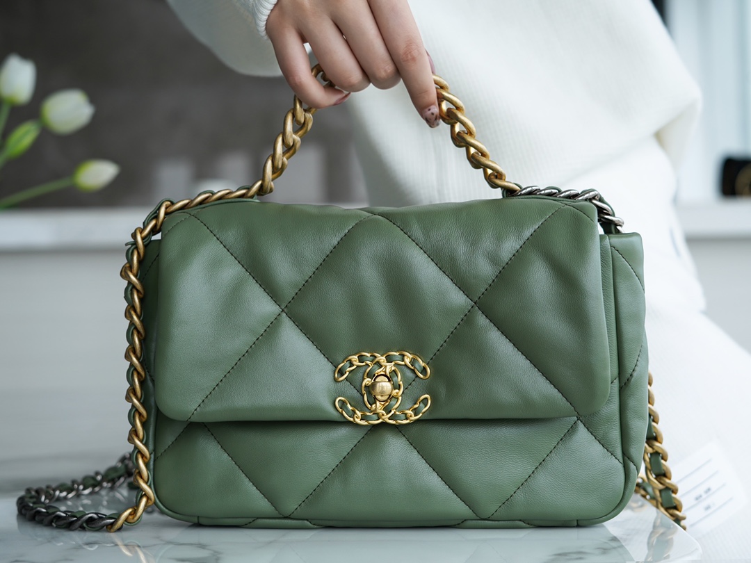 Chanel 19 Bag 2021 Matcha Green Small Lambskin  