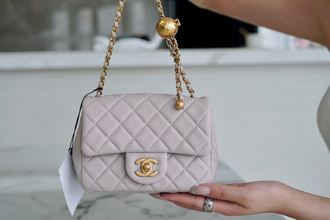 Chanel CF Metal Ball Square胖子 Light Purple  