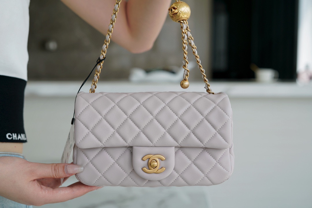 Chanel CF Large Mini Metal Ball Light Purple  