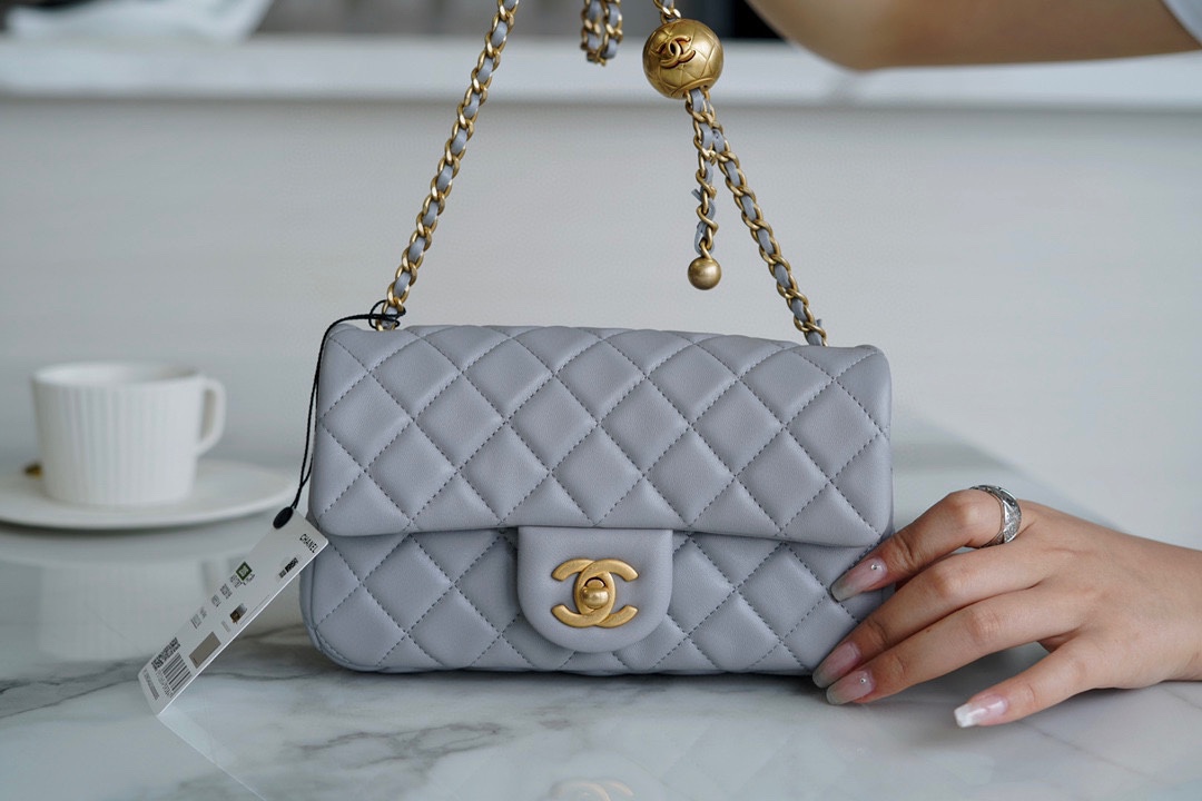 Chanel CF Metal Ball Mini Light Grey