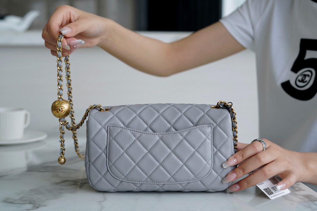 Chanel CF Metal Ball Mini Light Grey