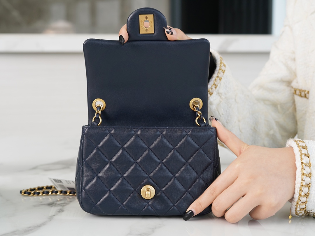 Chanel CF Metal Ball Square Fatty Dark Blue  