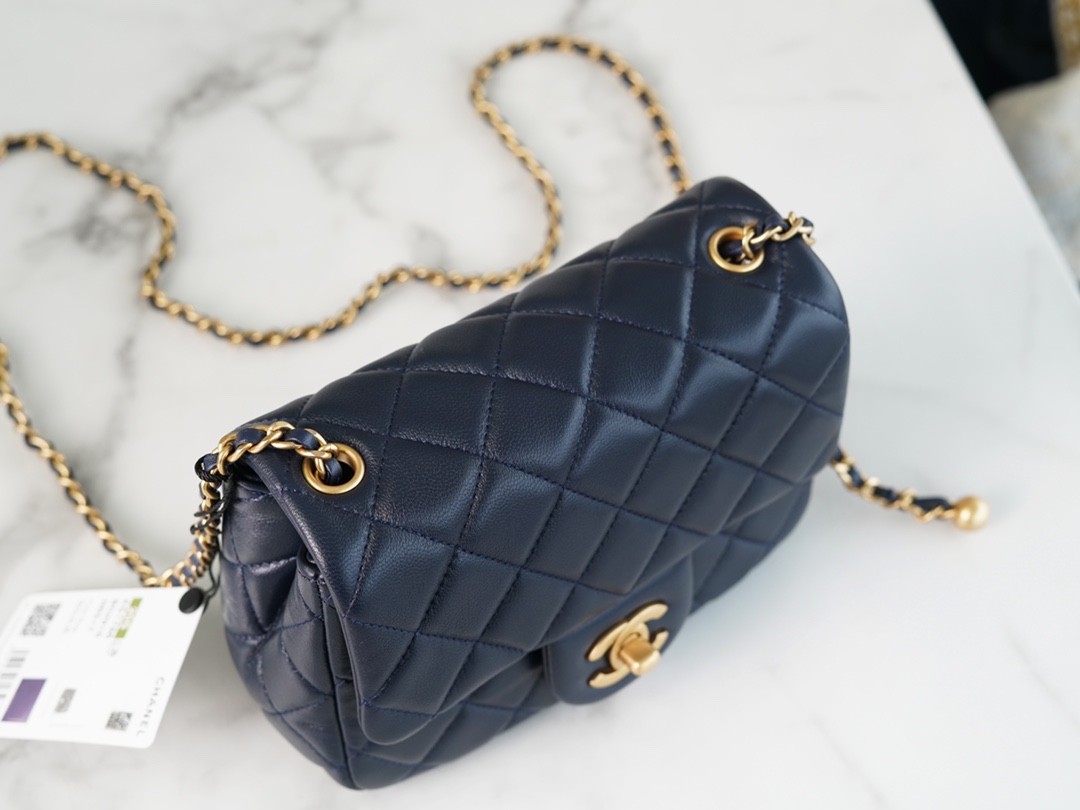 Chanel CF Metal Ball Square Fatty Dark Blue  