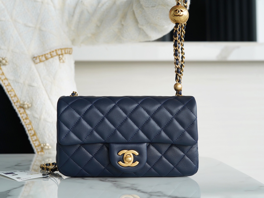 Chanel CF Metal Ball Mini Dark Blue  