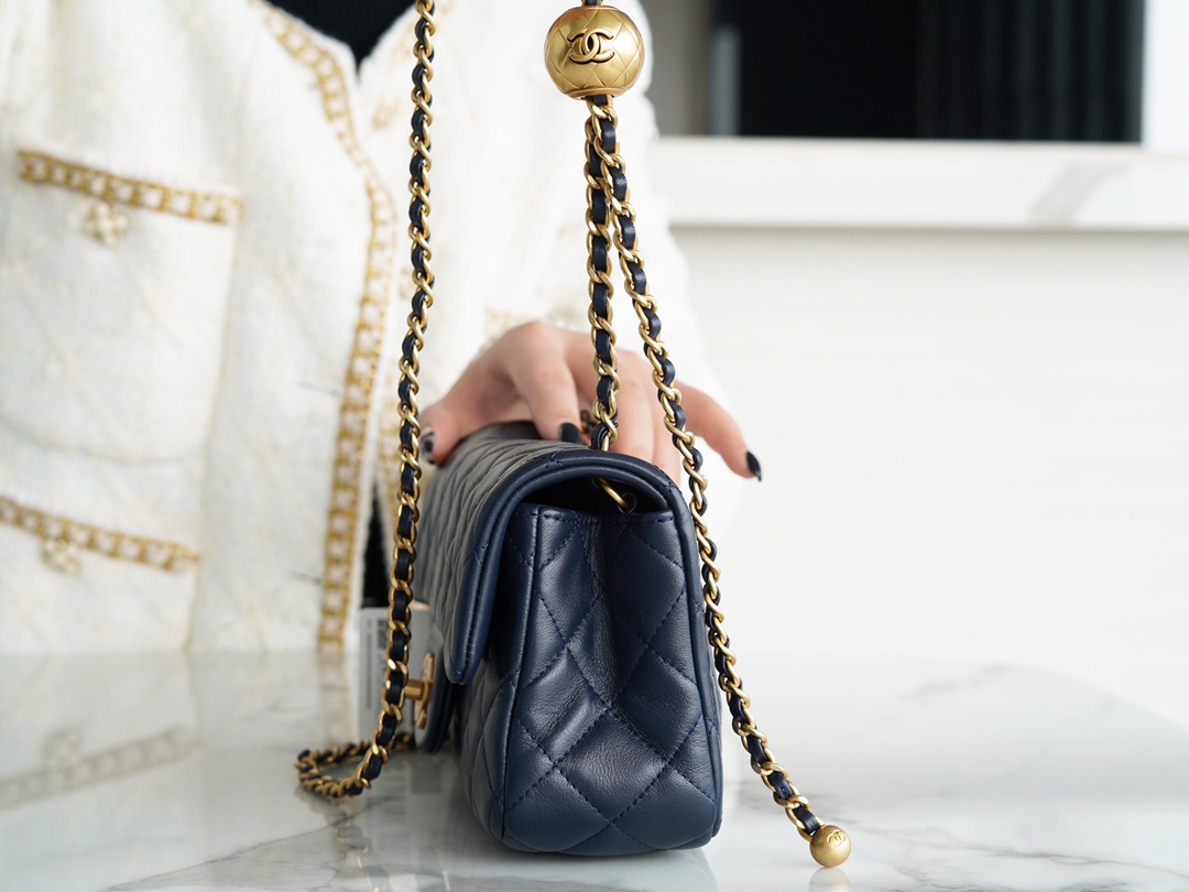 Chanel CF Metal Ball Mini Dark Blue  