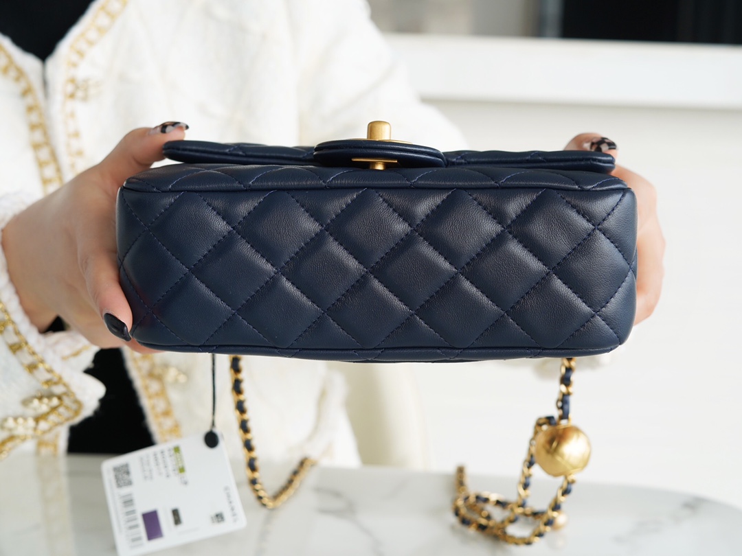 Chanel CF Metal Ball Mini Dark Blue  