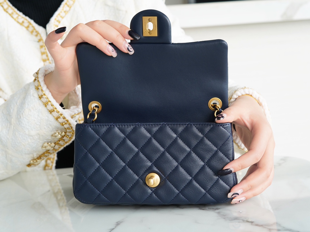 Chanel CF Metal Ball Mini Dark Blue  