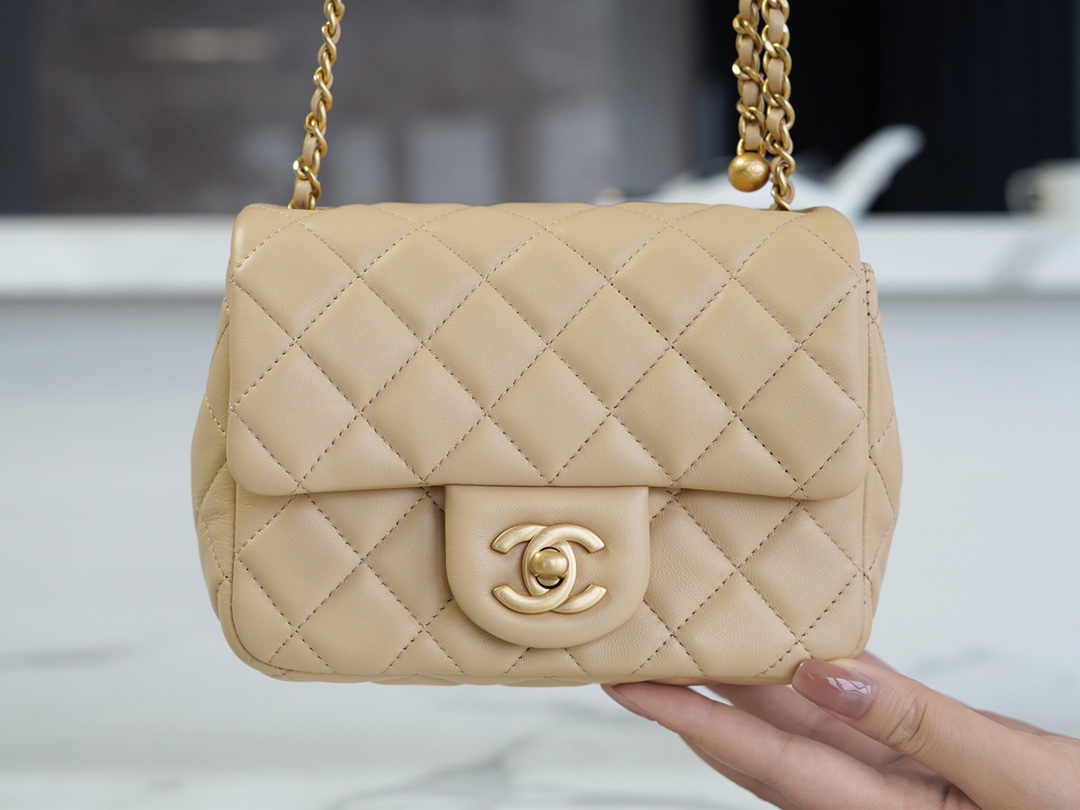 Chanel 22C CF Mini Metal Ball Apricot  